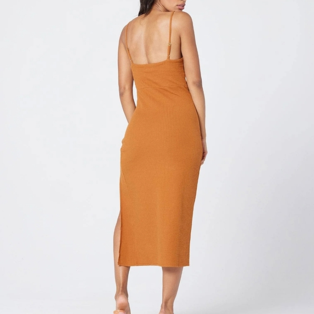 NWT L Space Imogen Midi Dress Orange Brown Size XL - Picture 3 of 8